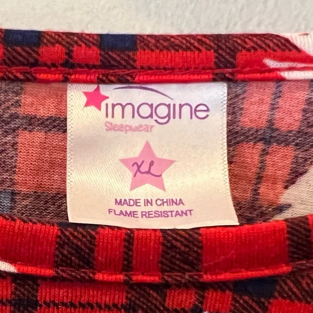 Imagine Sleepwear Christmas winter‎ long sleeve nightgown kids girls XL plaid